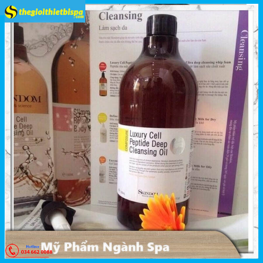 DẦU TẨY TRANG SKINDOM 1000ML LUXURY CELL PEPTIDE DEEP CLEANSING OIL