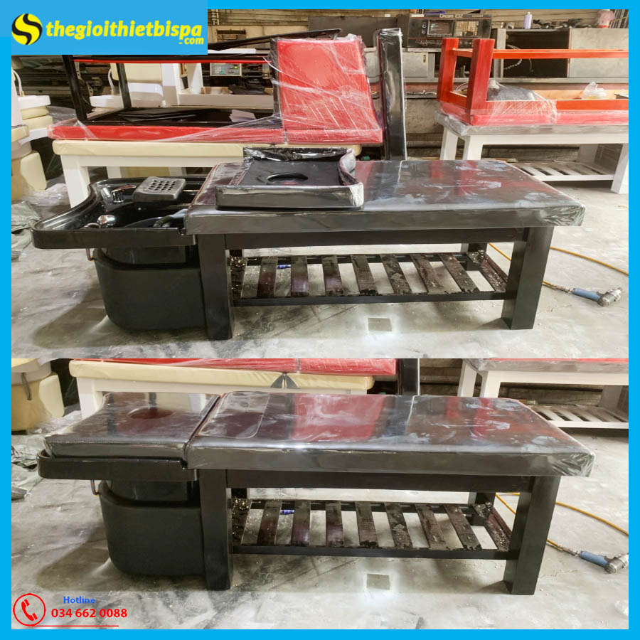 Giường Gội 2in1 Chân Gỗ Bồn Nhựa Tai Thỏ