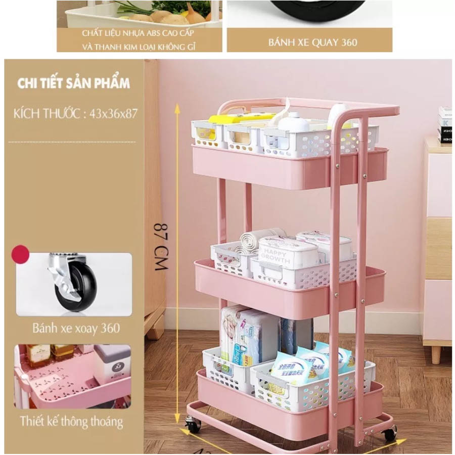 Xe Đẩy (Kệ) 3 Tầng Dùng Trong Spa