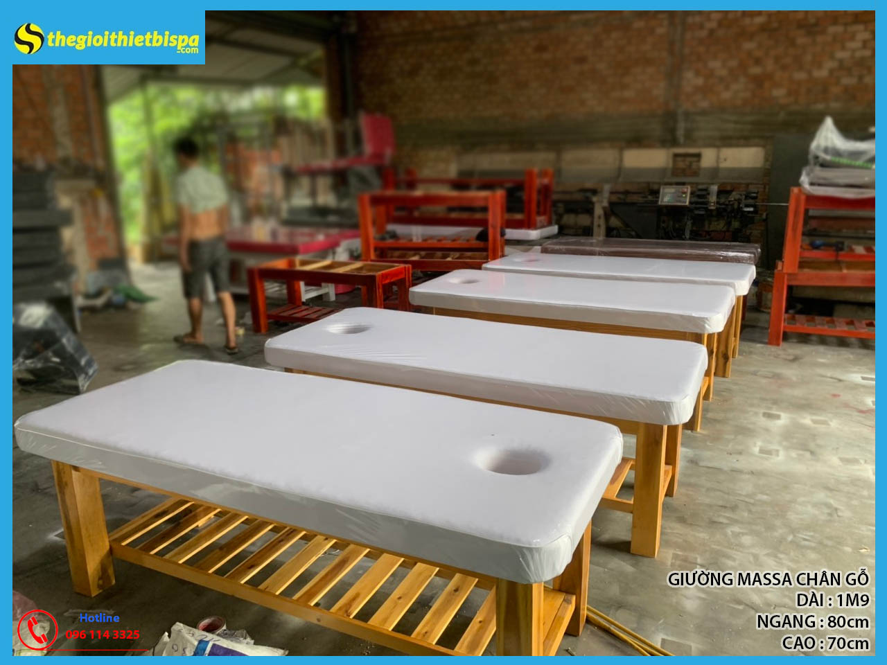 Giường Massage Body Gỗ Tràm Lắp Ráp Màu Cánh Dán Nhám