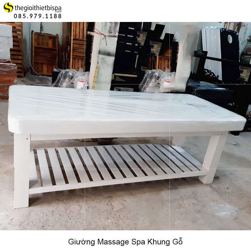 Giường Massage Body Gỗ Tràm ( full trắng )