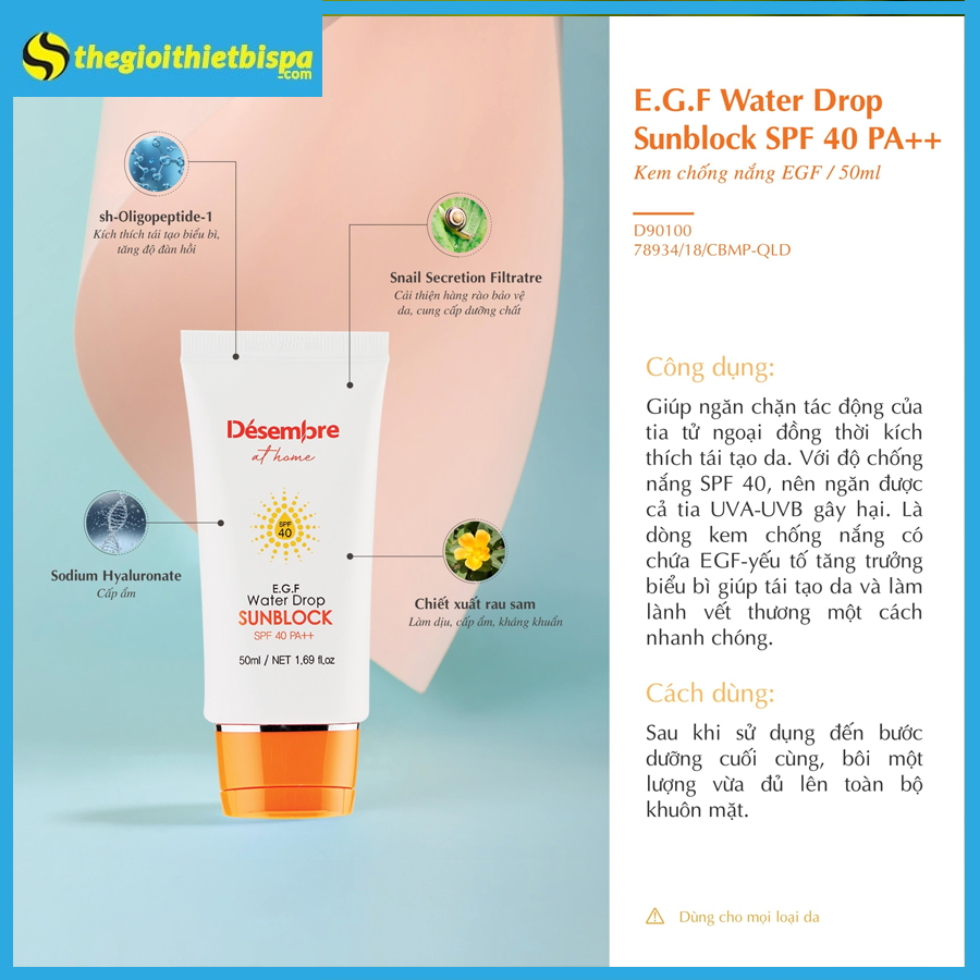 Kem Chống Nắng Desembre Sunblock SPF40 Kem Chống Nắng Desembre Sunblock SPF40