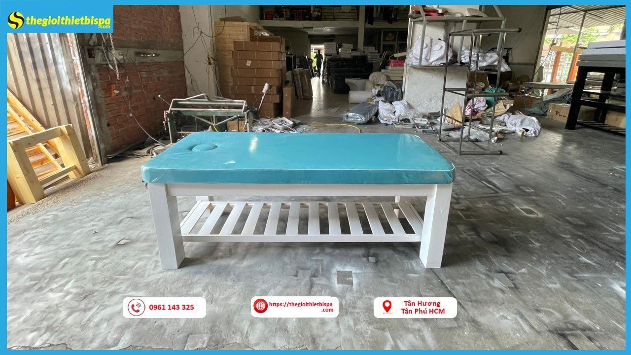 Giường spa chân gỗ 70x1m8